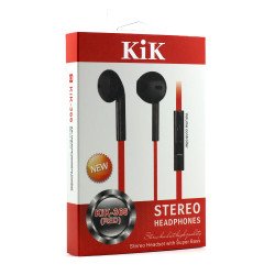 KIK 366 Stereo Earphone Headset with Mic and Volume Control (366 Red)